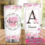 wowcugi Inspirational Gifts for Women Personalized Christian Tumbler Floral Monogram Initial Letter Birthday Gifts for Women Girls Religious Stainless Steel Tumblers 20oz 30oz Travel Mugs - Image 3