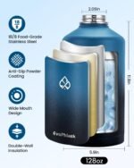 1 Gallon Water Bottle Insulated(Cold for 48Hrs), Large Stainless Steel Water Bottle BPA Free, 128 oz Leak Proof Gallon Water Jug for Sport, Hiking, Camping, Travel, Indigo Black - Image 4
