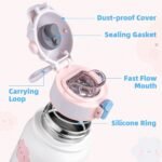 OLDLEY Kids Water Bottle 12oz Insulated Water bottle, Double Wall Stainless Steel Vacuum Bottle, Leak-Proof Sport Bottles for School Boys Girls,White Cloud - Image 3