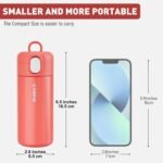 10oz Small Insulated Water Bottle with One-Touch Soft Straw Lid, Double-Wall Vacuum Small Travel Water Bottle for Cold&Hot Drinks–Leak-Proof, Mini Flask for Handbag, Yoga, Sport(Coral Red) - Image 3