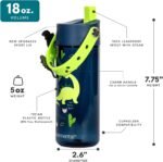Elemental Water Bottles for Kids - Splash Kids Water Bottle for School with Fun Charm Handle - BPA Free Tritan Plastic Bottle with Straw Leak Proof When Spout is Closed - 18oz - Dinosaur Friends - Image 3