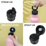 BJPKPK Insulated Water Bottle With Straw 25oz Stainless Steel Water Bottles With 2 Lids And Carry Handle Reusable Travel Metal Thermal Flask,Light Pink - Image 4