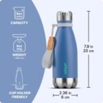 VINUR 9 oz Small Water Bottle for Kids-Stainless Steel Vacuum Insulated Water Bottle for School-Cola Shape Leak Proof Flask with Carry Rope, Royal Blue - Image 9