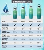 HYDRO CELL Stainless Steel Water Bottle with Straw & 2 Standard Mouth Lids (32oz 24oz 20oz 16oz) Keeps Liquids Hot or Cold w/Double Wall Vacuum Insulated Leak Proof Sport Design (Mint/Green 24oz) - Image 4