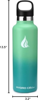 HYDRO CELL Stainless Steel Water Bottle with Straw & 2 Standard Mouth Lids (32oz 24oz 20oz 16oz) Keeps Liquids Hot or Cold w/Double Wall Vacuum Insulated Leak Proof Sport Design (Mint/Green 24oz) - Image 7