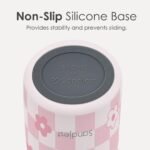 Checkered Floral Insulated Stainless Steel Water Bottle with Straw for Sports and Travel, 32oz, Gifts for Women Girls Friends Teens Birthday Christmas - Image 4