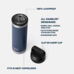 YETI Rambler 18 oz Bottle, Vacuum Insulated, Stainless Steel with Chug Cap, Black - Image 3