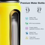 koodee Water Bottle with Straw, 18 oz Stainless Steel Vacuum Insulated Water Bottle, Reusable Water Bottle for School, BPA-Free (Yellow) - Image 4