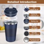 Insulated Coffee Mug 17 oz Travel Coffee Mug with Lid Pill Proof, Stainless Steel Vacuum Thermal to GO Leakproof, Tumbler Reusable Coffee Cup for Men and Women Hot & Iced Drinks - Image 3