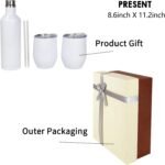 Sublimation Insulated Wine Tumbler and Bottle Gift Set Stainless Steel Wine Tumblers12 oz 2 Pcs and 1pcs 17 oz Insulated Wine Bottle Cups with Lids and Straws Set - Image 5