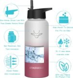 STACEGEELE Insulated Vacuum Water Bottle with Spout Lid & Screw on Top | Stainless Steel Flask for Kids Leak Proof Lightweight Eco Friendly 18oz / 24oz / 32 oz / 40oz(40oz Garnet) - Image 4
