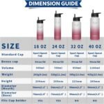 STACEGEELE Insulated Vacuum Water Bottle with Spout Lid & Screw on Top | Stainless Steel Flask for Kids Leak Proof Lightweight Eco Friendly 18oz / 24oz / 32 oz / 40oz(40oz Garnet) - Image 6