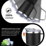 20oz Insulated Tumbler with Handle Stainless Steel Travel Coffee Mug with Lid and Straw Double Wall Vacuum Leak-proof Reusable Thermal Water Cup for Hot and Cold Drinks (Black,1 Pack) - Image 6