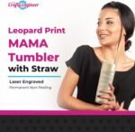 The Crafty Engineer (Ombre Magic Mist Leopard Print MAMA Tumbler - 20 oz Leopard Mama Tumbler - Laser Engraved Print Leopard Design, Perfect Mom Gift, Travel Ready Insulated with Straw - Image 3