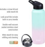 Goodful Double Wall Vacuum Sealed, Insulated Water Bottle with Two Interchangeable Lids, Sipping or Chugging Lids, Leak-Proof, Wide Mouth for Drinking and Cleaning, 40 Oz, Ombre Pink/Blue - Image 3