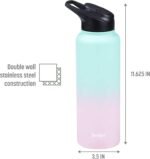 Goodful Double Wall Vacuum Sealed, Insulated Water Bottle with Two Interchangeable Lids, Sipping or Chugging Lids, Leak-Proof, Wide Mouth for Drinking and Cleaning, 40 Oz, Ombre Pink/Blue - Image 4