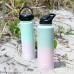 Goodful Double Wall Vacuum Sealed, Insulated Water Bottle with Two Interchangeable Lids, Sipping or Chugging Lids, Leak-Proof, Wide Mouth for Drinking and Cleaning, 40 Oz, Ombre Pink/Blue - Image 9
