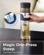 MagicFlow One-Press Smart Tea Infuser Bottle, Double-Walled Glass Teapot for Loose Leaf, Leakproof Portable Travel Tea Tumbler - Image 3