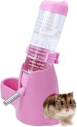 3 in 1 Hamster Hanging Water Bottle Pet Auto Dispenser with Base for Dwarf Hamster Mouse Rat Hedgehog (125ML, Pink) - Image 3