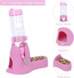 3 in 1 Hamster Hanging Water Bottle Pet Auto Dispenser with Base for Dwarf Hamster Mouse Rat Hedgehog (125ML, Pink) - Image 4