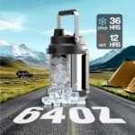 64 oz Stainless Steel Water Bottle for Camping: 2-in-1 Straw Spout Lid, Dual Handle, Leakproof, Keep Cold 48H, Half Gallon Insulated Water Jug for Outdoors, Fitness, Journey, Fishing, Work (Steel) - Image 3