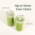 Slow Sippin' Glass Tumbler with Straw & Lid – 11.8oz / 350ml Double-Walled Glass Coffee Cup, Matcha Cup with Volume Markings, Tritan® Straw & Cleaner – Reusable, BPA-Free Iced Coffee Tumbler - Image 4