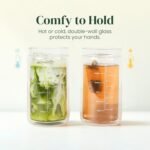 Slow Sippin' Glass Tumbler with Straw & Lid – 11.8oz / 350ml Double-Walled Glass Coffee Cup, Matcha Cup with Volume Markings, Tritan® Straw & Cleaner – Reusable, BPA-Free Iced Coffee Tumbler - Image 5