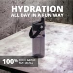 Elemental Water Bottles for Kids - Splash Kids Water Bottle for School with Pop-it Handle - BPA Free Tritan Plastic Water Bottle with Straw Leak Proof when Spout is Closed - Black - 18oz - Image 6