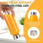 Sursip 10 oz Glass Juice Bottles, 12 Pack with Stainless Steel Lids – Reusable Small Glass Bottles for Smoothies, Iced Tea & Milk – Leak-Proof, BPA-Free, Dishwasher Safe - Image 4
