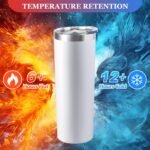 20 oz Skinny Tumbler with Lid and Straw,Stainless Steel Vacuum Insulated Tumbler Cup Double Wall Leak-proof Coffee Mug,Travel Thermal Water Tumbler for Home,Office,Outdoor(White,1) - Image 3