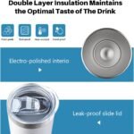 20 oz Skinny Tumbler with Lid and Straw,Stainless Steel Vacuum Insulated Tumbler Cup Double Wall Leak-proof Coffee Mug,Travel Thermal Water Tumbler for Home,Office,Outdoor(White,1) - Image 5