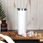 20 oz Skinny Tumbler with Lid and Straw,Stainless Steel Vacuum Insulated Tumbler Cup Double Wall Leak-proof Coffee Mug,Travel Thermal Water Tumbler for Home,Office,Outdoor(White,1) - Image 8