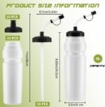 Nuenen 10 Pcs 1 Liter Sports Water Bottle with 2 Lids (Straw and Squeeze),34 oz Squirt Water Bottle with Pull Top Cap for Adults Hockey, football, Lacrosse & Boxing - Image 3