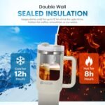 40 oz Stainless Steel Travel Tumbler, Vacuum Insulated, Two Way Lid, Straw/Sip, Hot Cold Drinks, Quencher, Wide Mouth, Coffee Water Smoothie Iced Tea, Car Gym Beach, Portable Light - Image 3