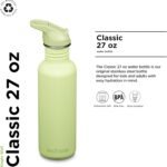 Klean Kanteen 27 oz Classic Water Bottle with Flip Seal Sport Cap & Straw - 100% Leakproof Spout & Cap - Durable, BPA-Free & Stainless Steel Material - Easy-Sip Water Bottle - Shadow Lime - Image 3