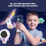 Kids Water Bottle, 2-Pack 16oz Kids Water Bottle with Stickers for School, insulated Stainless Steel Straw Cup(Sapphire+Gray) - Image 5