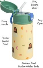 Be A Heart – Jesus Water Bottle for Kids | 13.5oz Stainless Steel, Double-Walled & Leakproof | Faith-Based Hydration with Slim Silicone Straw, BPA-Free - Image 3