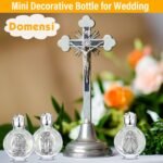 Domensi 14 Pcs Small Glass Holy Water Bottle Bulk 0.5 Floz Embossed Catholic Holy Water Bottles Empty Travel Girls Gifts for Church Events Baptisms Home Wedding(Silver) - Image 4