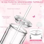 6 Pack Plastic Snow Globe Tumbler 16 Oz Pre Drilled Double Wall Clear Cups with Lid and Straw Squeeze Bottle Funnel Tweezer Bent Syringe for Glitter Snow Globe DIY Cup Making Supplies - Image 4
