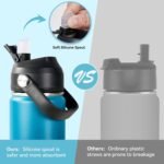 24oz Insulated Stainless Steel Water Bottle, Wide Mouth Double Wall Vacuum, Silicone Straw, Sweat & Leak Proof, BPA Free Insulated Water Flask for Travel, Keep Cold 24h Hot 12h, Blue - Image 5
