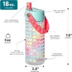 Elemental Leak Proof Water Bottles for Kids - Splash Kids Water Bottle for School with Pop-it Handle - BPA Free Tritan Plastic Reusable Water Bottle with Straw - Rainbow Heart - 18oz - Image 3