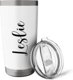 Leslie Personalized Name Travel Mug Stainless Steel Insulated Tumbler - Image 4