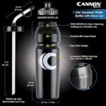 Cannon Sports 1 Liter Sports Water Bottle, BPA-Free, 34 Oz Capacity, Large Mouth, 2 lids (Straw and Squeeze), Great For Helmet Sports Such As Hockey, Lacrosse, Football, Boxing (Black) - Image 3