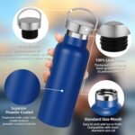 17oz Stainless Steel Water Bottle,Leak-Proof Sweat-Proof Travel Flask,Double Wall Vacuum,Portable Insulated Cup,Reuseble Metal Bottle for School Sports Hikers Kids,Navy(8Packs) - Image 3