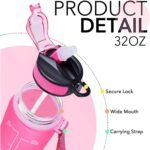 Auntie 32 oz Water Bottle with Times Marker to Drink and Straw, Carrying Strap, Leakproof BPA-Free, Ensure You Drink Enough Water for Fitness, Gym, Camping, Outdoor Sports - Image 3