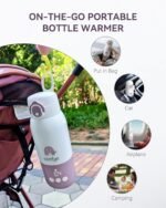 Portable Baby Bottle Warmer for Travel, Portable Milk Warmer with Fast Heating & Long Battery Life, Instant Breast Milk, Formula/Water Bottle with 12 Ounces Big Capacity, Baby Flask for Vehicle - Image 3