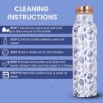 Eco-Friendly Copper Water Bottle (33 Oz, White) - Traditional Meenakari Art Floral Design Leak Proof & Rust Resistant Water Bottle for Gift - Image 5