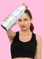 Eco-Friendly Copper Water Bottle (33 Oz, White) - Traditional Meenakari Art Floral Design Leak Proof & Rust Resistant Water Bottle for Gift - Image 6