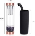 Yoption Crystal Water Bottle, Natural Amethyst Healing Glass Water Bottle, Includes a Loose Leaf Tea Infuser Bottle and Protective Sleeve - Image 5