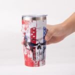 20oz with Straws Lids,Insulated Cup Reusable Stainless Steel Travel Tumbler,Cupholder Friendly,Gifts for Women Her Mom Wife Female Sister Coworkers (Skull Flag) - Image 6